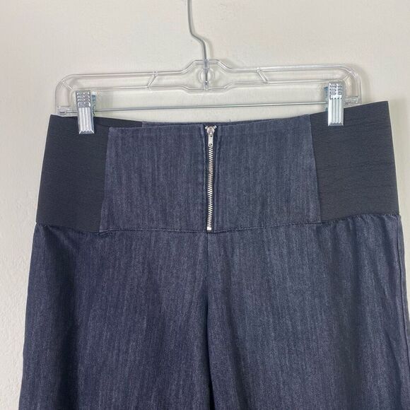 Vintage y2k What’s Hot… Dark Wash Chambray Denim Tie Ankle Cropped Pants Size L - Picture 3 of 6